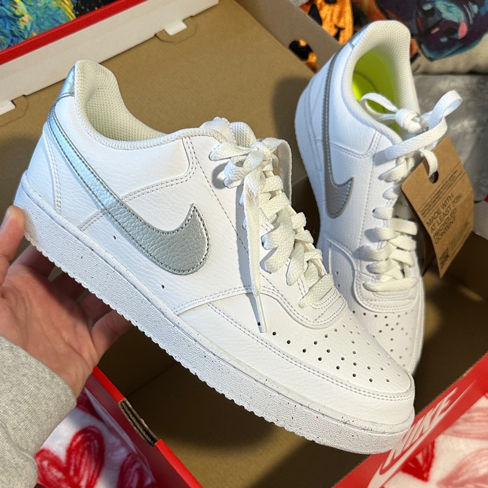 Nike White and Silver Sneakers